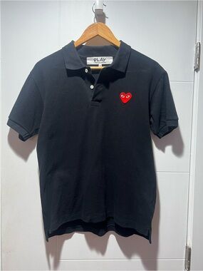 Comme des Garcons PLAY Black Polo with Red Heart Patch